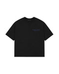 Black North From London oversized T-shirt, front view with a small COVVE chest logo