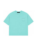 Covve Aqua Blue logo T-shirt, front view with the COVVE logo on a chest pocket