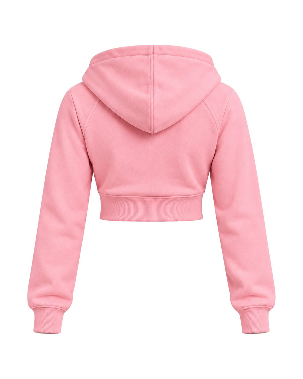 Blush Pink Natural Flow cropped zip hoodie, back view, plain