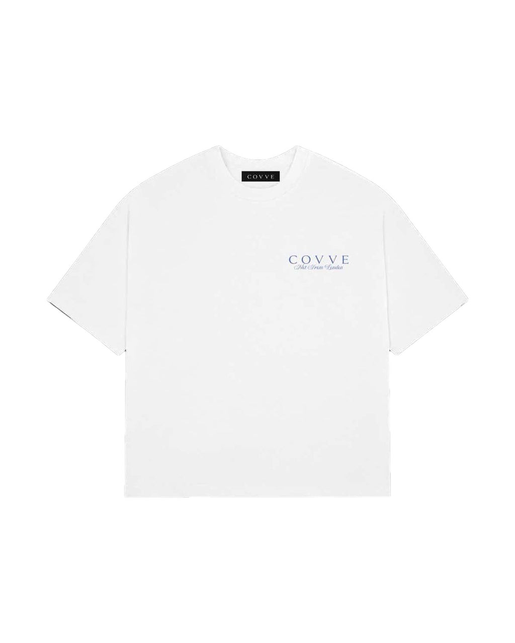 White North From London oversized T-shirt, front view with a small COVVE chest logo